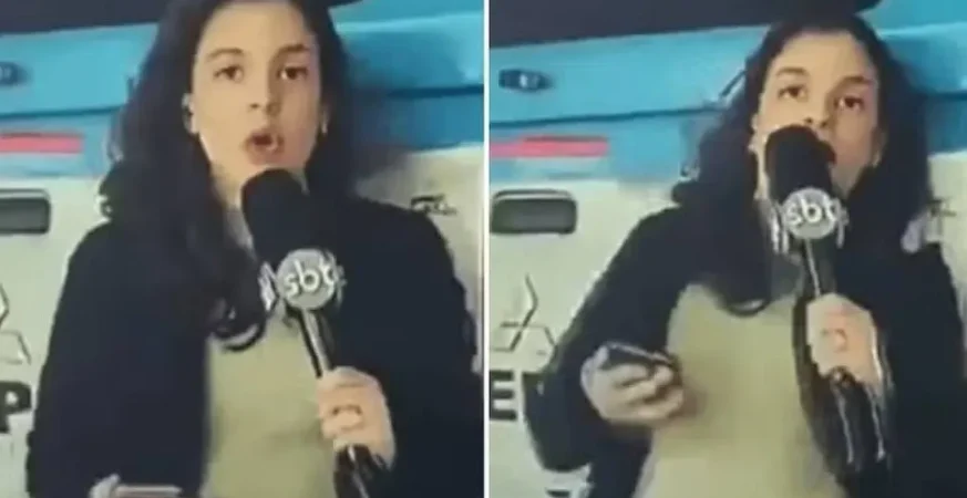 Repórter do SBT é atingida por carro da polícia durante transmissão