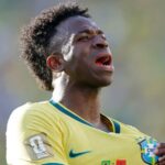 Vinicius Júnior comemorando gol contra Marrocos