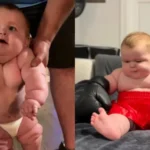 Bebê de 8 meses é tão grande que usa roupas de... 5 anos: