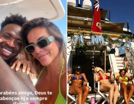 Virginia Fonseca comemora aniversário de Vini Jr em iate de luxo na Itália